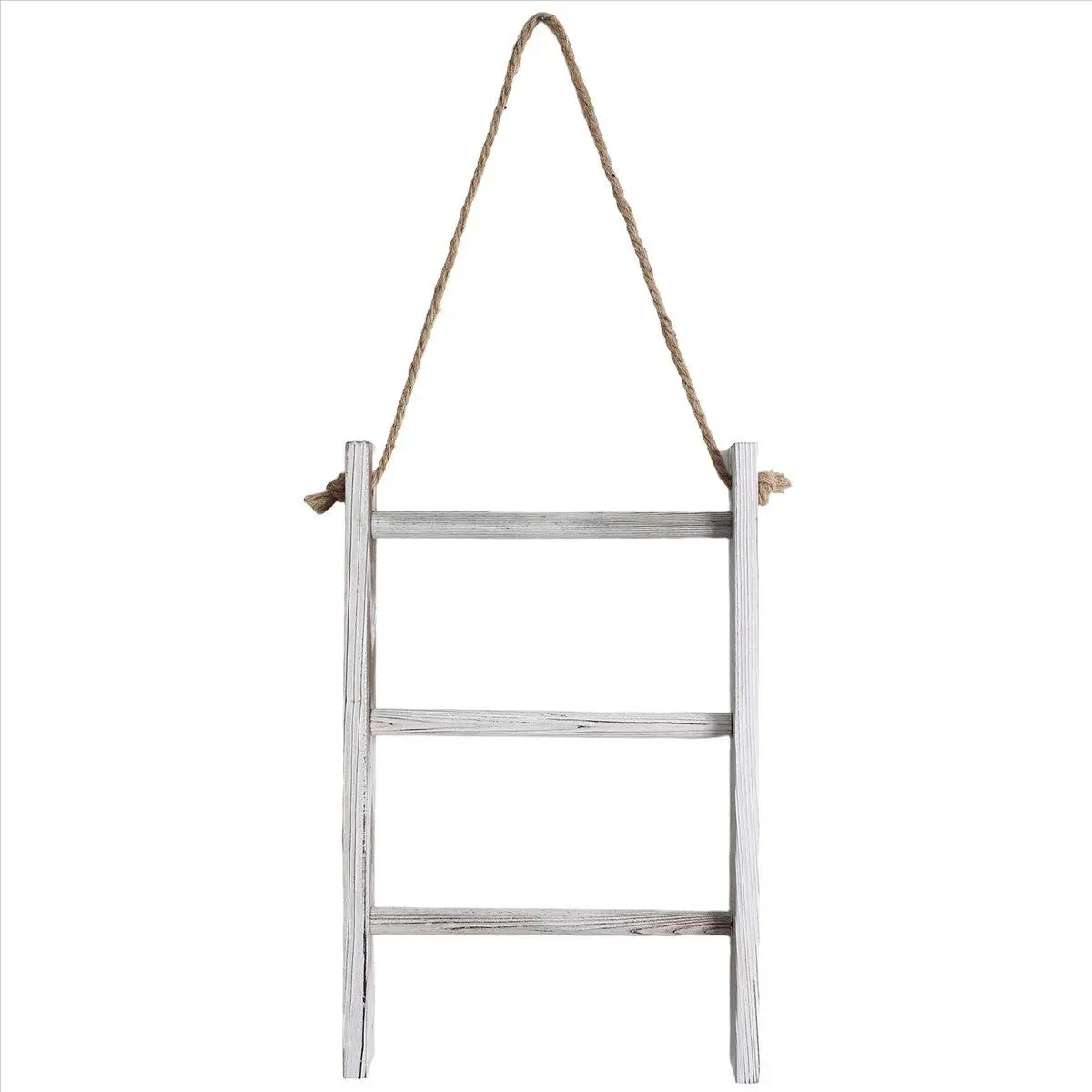 Rustic Wood Towel Ladder, 3-Tier Wall-Mount Rack with a Country Vibe for Nursery Decor, Towels & Decorative Blankets, Rack Mount, Whitewash Look, 40X26x5.5cm, Decorative Quilts And Blankets, Displaying Decorative Quilts