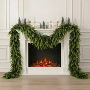 9 FT Christmas Cedar Garland, Real  Soft & Thickness Greenery Pine Garland for Mantle Table Fireplace Outdoor Indoor Christmas Decorcorations