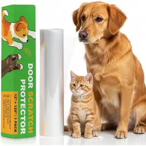 Door Protector from   - 12"X120" Transparent Pet Door Scratch Guard, No  Adhesive  &  Scratch Protector for Doors, Furniture