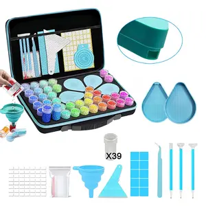 Blue Diamond Painting Storage Box, Multi-Functional Organizer with Accessories, DIY Supplies Container, Essential Craft Tool Holder