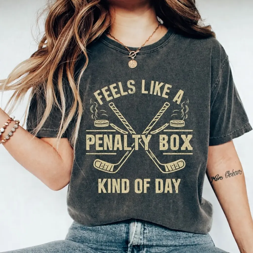 Comfort Colors Feels Like A Penalty Box Kind Of Day T-Shirt, Funny Hockey TShirt, Ice Hockey Player Gift, Game Day Tee, Hockey Fan Apparel