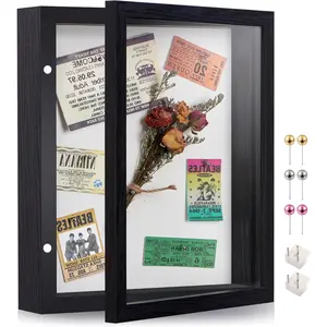 8x10 Black Deep Shadow Box Picture Frame Display Case, Real Glass with Linen Back and Stand, Memory Shadow Frame for Flower Baby Pet Wedding Photo Art Craft Memorial Wall Decor Gift