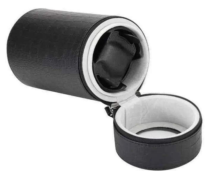 Diplomat Black Leather Watch Winder for Travel - Single Watch Storage Solution