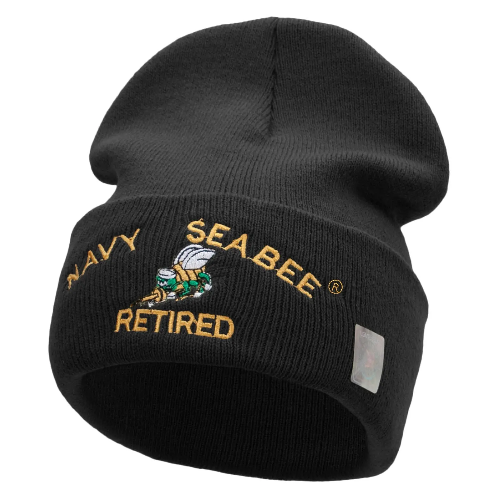 US Navy Seabee Retired Military Embroidered Long Beanie