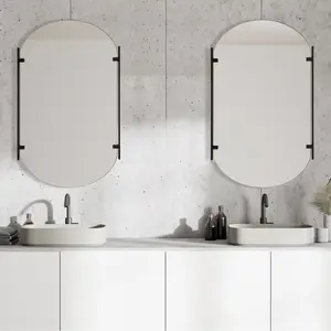 212 Main Vanity Mirror - 23 x 38 x 1 in., Satin Black Metal, Decor-Focused Frameless Home Decor Mirror