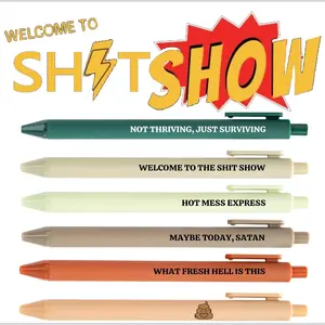 Shit Show Wrote Quotes Ballpoint Pen, 6/24pcs Funny Ballpoint Pen, Lightweight Smooth Writing Pen, Unique Gift for Office Friends & Colleagues back to school，school supplis, Funny Teacher Pens