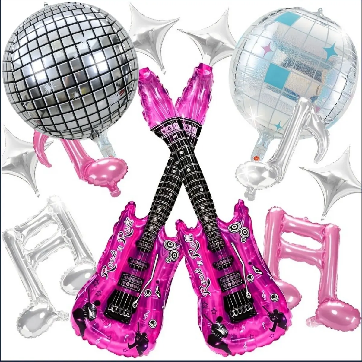 12-Piece Guitar Disco Note Balloon Set, Balloon Decorations, Concert Theme Party Decor, Birthday Wedding K-Pop Singles Party Supplies