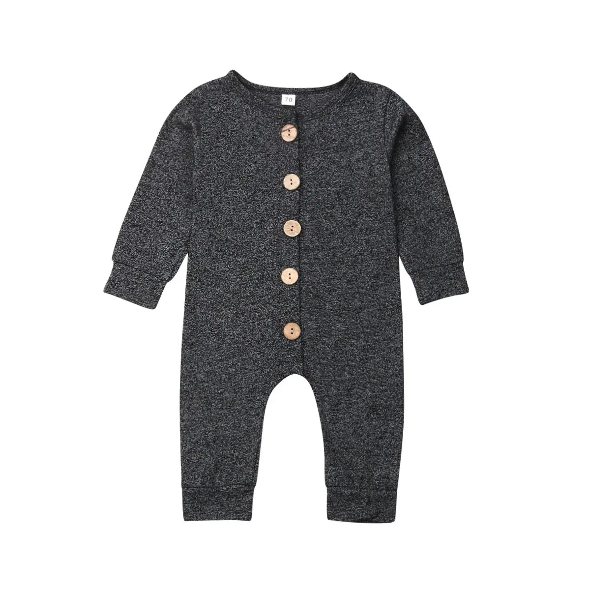 LAGKIYOJ Toddler Baby Boy Girl Fall Winter Clothes Outfits 0 3 6 9 12 18 24Months Button Down Long Sleeve Romper Jumpsuit Onepiece Basic Plain Solid O