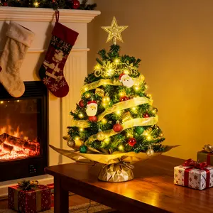 Mini Christmas Tree with Star Topper & Decorations, Small Tabletop Christmas Tree for Desk, 17.72 Inch Christmas Table Decorations, Indoor Xmas Decor