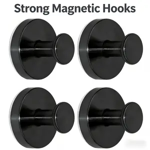 no drill wall hook, reusable suction hook, Heavy Duty 304 Stainless Steel Suction Shower Hooks, Removable Bathroom Window Towel Hooks with Strong Suction Cup, Black Gold Silver 4 Pack