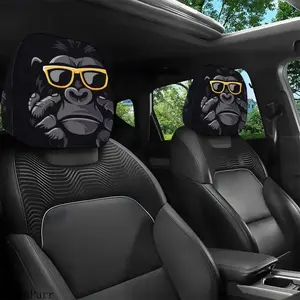 2-Pack Gorilla-Pattern Car Seat Headrest Covers — Elastic Protective Covers, Easy-Install Auto Accessories for Trucks