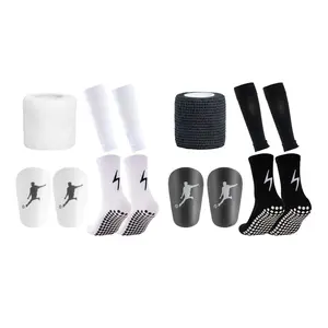 Football Grip Socks Set, 1 Set Football Grip Socks with Shin Guards, Soccer Grip Socks, Football Accessories for Men & Women, Ball Sports Equipment