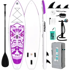 FunWater Inflatable 10'6×33"×6" Ultra-Light (17.6lbs) SUP for All Skill Levels Everything Included with Stand Up Paddle Board, Adj Floating Paddles, Pump, ISUP Travel Backpack, Leash,Waterproof Bag