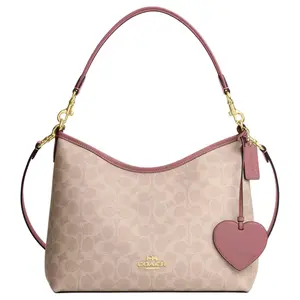 COACH Valentine's Day Limited Laurel 31 Crossbody Bag with Heart Charm in Sand and Asphalt
