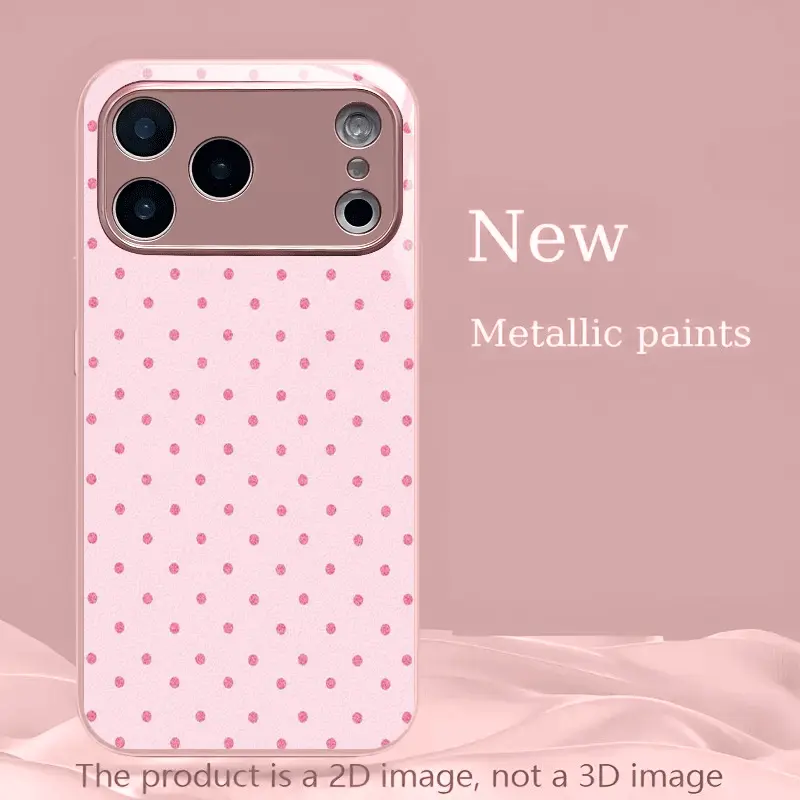 Simple and refreshing pink polka dot pattern, metal-painted glass phone case, anti-drop and anti-fingerprint, skin-friendly feel, suitable for iPhone 17 pro , 16, 15, 14, 13, 12, 11 and other series models, can be given as a gift to friends or family.