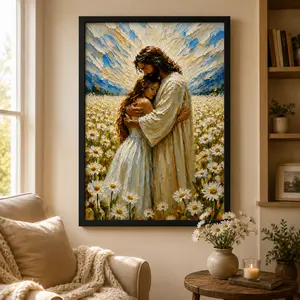 1PC Jesus-Wall Art Canvas Print Jesus Hugging Woman Poster For Church Room Decor Christian Artistic Home Living Bedroom Office Decoration Items Eco-Friendly Fade-Resistant UV-Protected - Photo