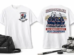 Gold in Milan 2026 Adult Shirt | USA Hockey Women's Gold Winner | Hockey T-Shirt | Comfort Color | Vintage Style Sport Design | Hockey Sport
