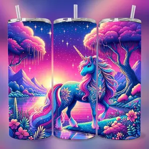 Unicorn 20 oz Tumbler - BPA Free, stainless steel, Leak proof, durable, with clear lid