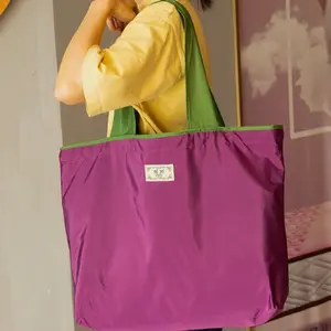 Large Drawstring Eco-Friendly Shopping Bag, Fashionable Women's Shoulder Bag, Foldable Handbag, Grocery Bag, Reusable Plastic Bag, Reusable Shopping Bags