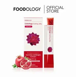 [FOODOLOGY] Coleology Cutting Jelly 10days - Garcinia Cambogia (HCA), Chia Seeds Collagen, Hyaluronic Acid,  8.81 oz /10 Sticks Pomegranate Flavored