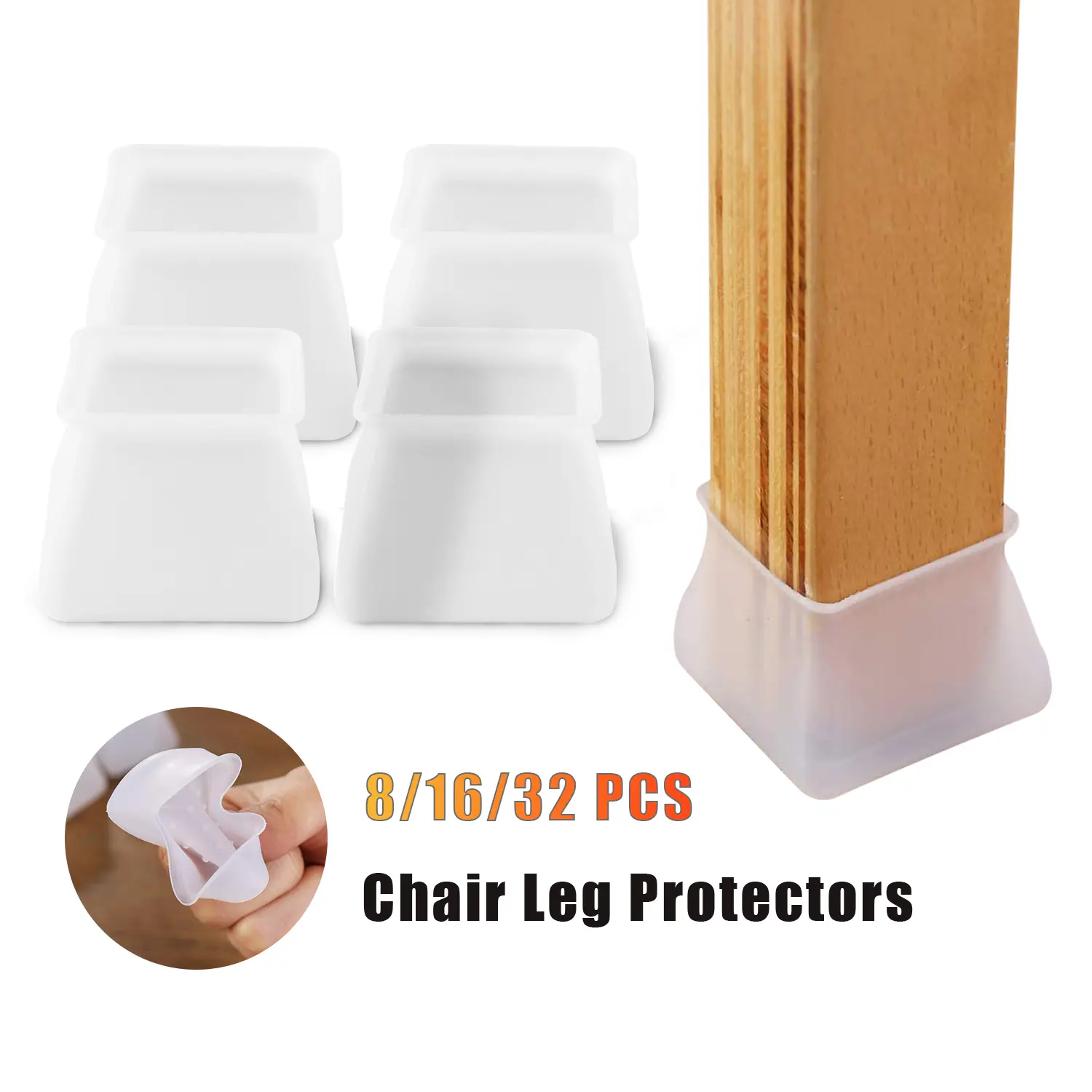 8/16/24PCS Silicone Chair Leg Floor Protectors, Stool Leg Protectors Cap, Non-Slip Chair Leg Caps for Hardwood Floors summerwins