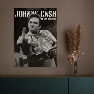 Hot JJohnny Cashable Poster HD Heavy-Duty Self-Stick Waterproof Wall Decor Tool-Free Install Durable & Reusable Conceals Wall Flaws Elevates Home Style Perfect for Living Room Bathroom & Kitchen Easy Apply & Remove