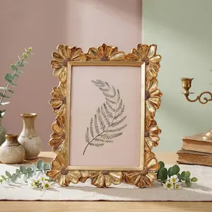 European Style Daisy Flower Pattern Decorative Frame, Resin Hand-Painted Photo Display, Indoor Desktop Decoration, Wedding Party Props