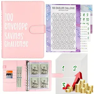 100 Envelope Savings Challenge Binder – Cash Stuffing Budget Binder for Saving $5,050, Money Saving Organizer Book with Envelopes & Budget Sheets, Fun Budget Planner for Adults & Teens, Decorative Savings Challenge Binder