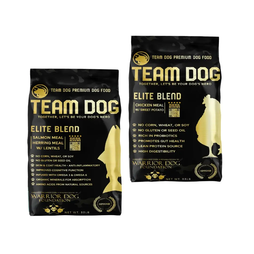 TEAM DOG Elite Blend Premium Dog Food for Adult Dogs - 30% Protein, 25% Fat, Gluten Free, Non-GMO, High Energy, Digestive Health, Muscle Development, and Immune Support