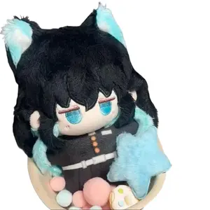 Demon Slayer Muichiro Tokito Plush Keychain, Cute Anime Cotton Doll Bag Charm, Soft Plushie Key Ring for Fans
