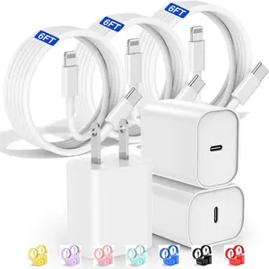 3-Pack for iPhone Charger, 20W USB C Fast Wall Charger with 6Ft USB C to Lightning Cable for iPhone 14 13 12 11 Pro Max/XS