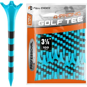 Professional Plastic Golf Tees 100 or 50 Pack (3-1/4" or 2-3/4"), Enhanced Durability & Stability, Engineered to Minimize Friction and Side Spin