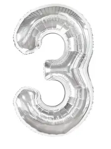 silver number 3 balloon 40 inch big, large foil helium number balloon, jumbo giant mylar number 3 balloons for 1st first birthday party decorations supplies anniversary