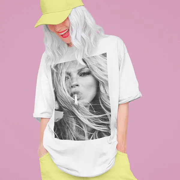 Kate Moss Inspired 90s Vintage T-Shirt, Retro Supermodel Graphic Tee, Y2K Aesthetic Fashion Shirt, Classic Model Style Outfit