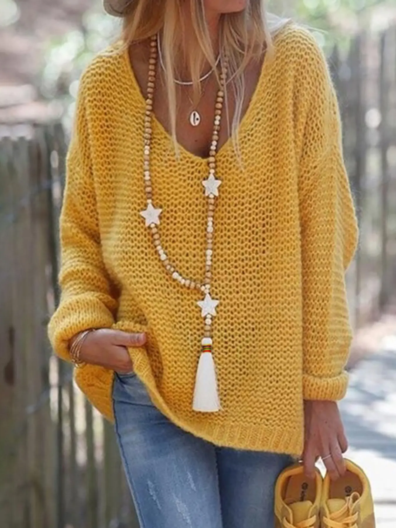 1 Piece Star & Beaded Decor Tassel Pendant Necklace for Women & Girls, Fashion Jewelry for Party, Daily Clothing Decor, Boho Style Jewelry, Trendy All-match & Exquisite Jewelry for Birthday Gift, Dangling Charms Necklace