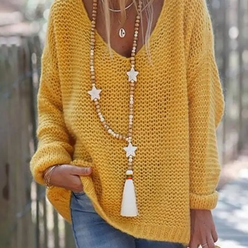 1 Piece Star & Beaded Decor Tassel Pendant Necklace for Women & Girls, Fashion Jewelry for Party, Daily Clothing Decor, Boho Style Jewelry, Trendy All-match & Exquisite Jewelry for Birthday Gift, Dangling Charms Necklace