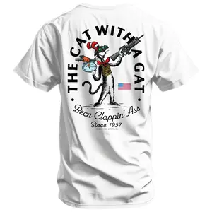 The Cat With A Gat Remix Men's T-Shirt Cotton Short Sleeve Crewneck Streetwear