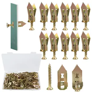 100Pack Self Drilling with Screws, Suitable for Tv, Cabinets, Shelves, Shelf Straps, Bicycles, Curtains, No Need to Holes in The Wall(50 and 50 Zinc Screw)