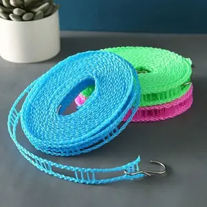Blue Anti-Slip Windproof Clothesline Washing Lines Fence Type Drying Rope Bedding Line No Drilling Outdoor Hanging Rope (3/5/8/10m)