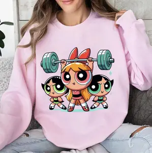 Powerpuff Gym Sweatshirt, Powerpuff Gym Shirt, Powerpuff Gift for Women, Cute Gift For Her/him, Womenswear Tops