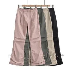 Parachute Pants Low rise Y2K  Clothes Cargo Pants women y2k streetwear baggy pants for women casual flare pants pink