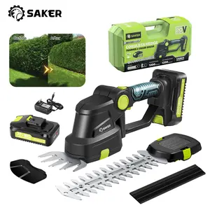 Saker Cordless Shrub Trimmer - 20v electric shrub Trimmer Hand-held grass trimmer with 2 rechargeable batteries and charger for garden, lawn, etc