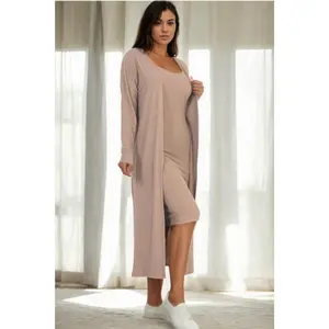 Ribbed Cardigan & Cami Midi Bodycon Dress