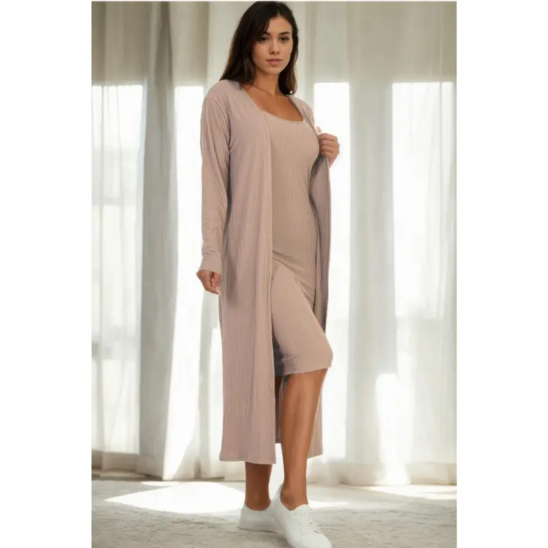 long bodycon dress with cardigan Elegant Fit Long Bodycon Dress / Cardigan / Tops SHE0008 – AuroraBoutique main image 1