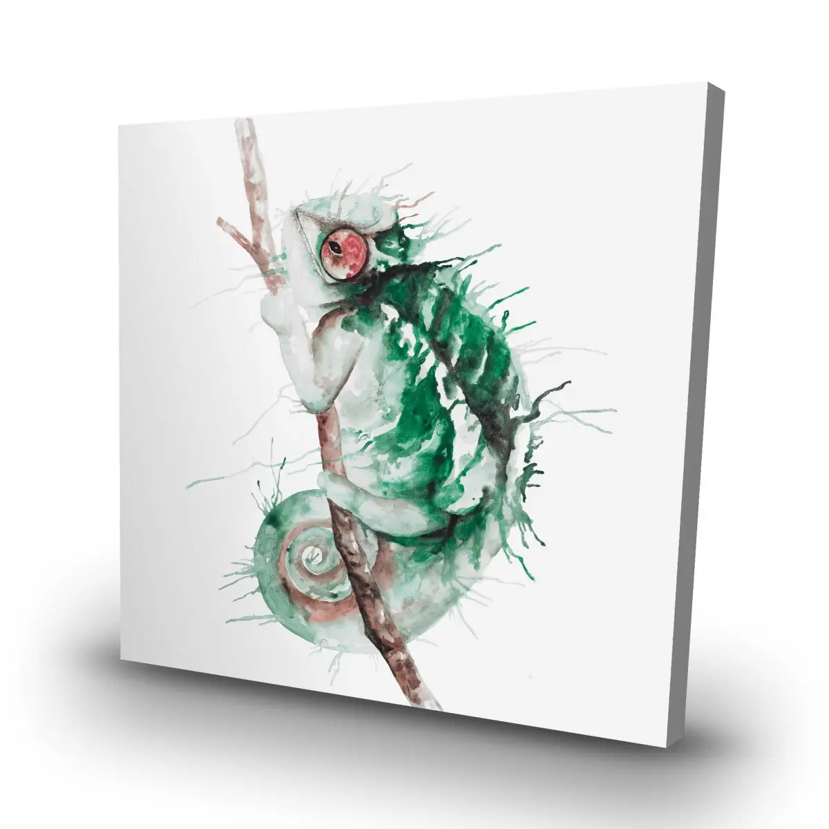 212 MAIN Artistic Watercolor Chameleon Nature Wall Print - 32x32 in. Colorful Vibrant Canvas, Home Decor for Aesthetic Room Inspo, Office Decoration