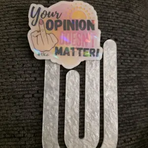 Bad Word Acrylic Bookmark - Your Opinion Doesn't Matter - Glitter Finish - Perfect for Book Lovers