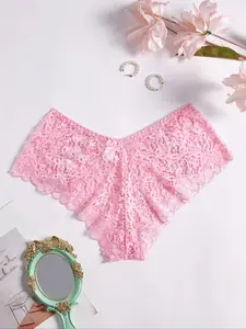 Lace Erotic Women's Underwear Mid-Waist Thin Tempting Mature Ladies Triangle Panties, Sexy Lace Lingerie for Women