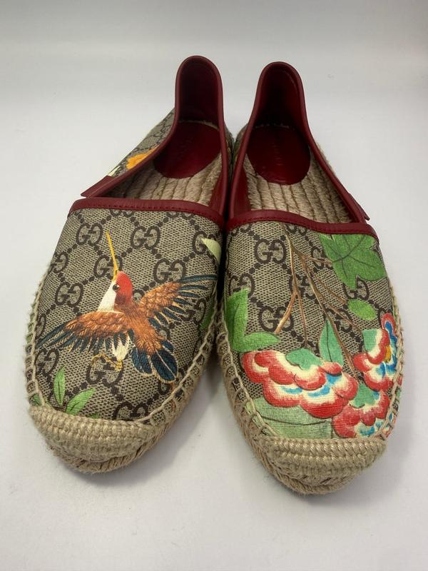 Gucci GG Nature Inspired Espadrilles Coated Canvas Size 6