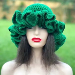 Crochet Ruffle Hat - Soft Crochet Material, Ideal for Everyday Wear