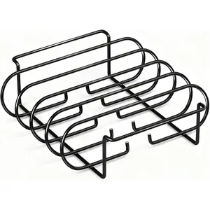 Non-Stick Rib Rack, Holds Up to 5 Full Racks of Ribs for , Porcelain Coated Steel BBQ Roasting Stand for  and Grill